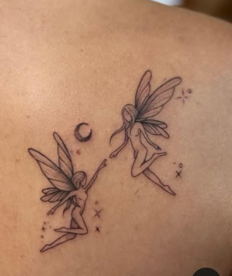 Fairy Tattoos Black Women, Fairy Color Tattoo, Fairy Themed Tattoo, Lesbian Fairy Tattoo, Faeries Tattoo, Big Fairy Tattoo, Gemini Fairy Tattoo, Fairy Stomach Tattoo, Fairy Angel Tattoo