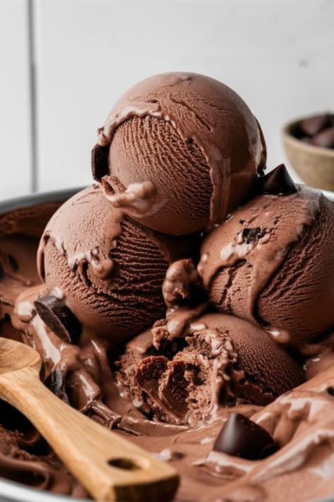 Indulge in the rich and creamy goodness of homemade chocolate ice cream with this no-machine recipe. Satisfy your sweet cravings with this easy-to-follow homemade chocolate ice cream recipe that requires minimal effort. Creating a decadent and velvety smooth chocolate ice cream at home has never been easier! Elevate your dessert game with this luxurious treat that you can enjoy any time of the year. Treat yourself to a scoop of heavenly chocolate delight and experience pure bliss in every bite. Chocolate Ice Cream Aesthetic, Birthday Picnics, Chocolate Gelato, Chocolate Ice Cream Cake, Homemade Chocolate Ice Cream, Protein Ice Cream Recipes, Ice Cream Gelato, Ice Cream Photography, Chocolate Ice Cream Recipe