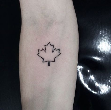 Maple Leaf Outline Tattoo, Canadian Leaf Tattoo, British Columbia Tattoo Ideas, Canada Maple Leaf Tattoo, Toronto Maple Leaf Tattoo, Canadian Tattoo Ideas For Men, Canadian Tattoo For Women, Canada Tattoo Ideas Simple, Canada Tattoo Ideas