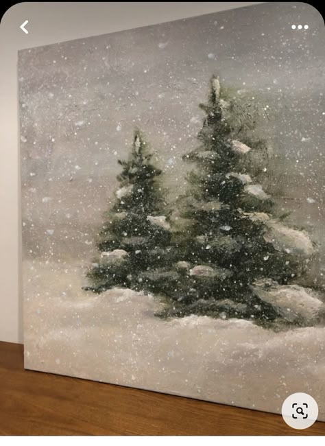 Snowy Christmas Tree Painting, Winter Background Painting, Winter Pine Trees Painting, Large Christmas Painting, Winter Christmas Painting, Christmas Paintings On Canvas Aesthetic, Christmas Trees Paintings, Snowy Paintings Acrylic, Painted Winter Scenes