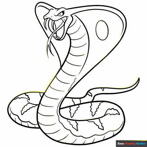 Free, printable Cobra coloring page for kids. Print it out or color it online. Cobra Drawing Easy, Snake Coloring Pages Free Printable, King Cobra Drawing, Snake Activities, Cobra Drawing, Cartoon Lizard, Series Journal, King Cobra Snake, Coloring Pictures For Kids