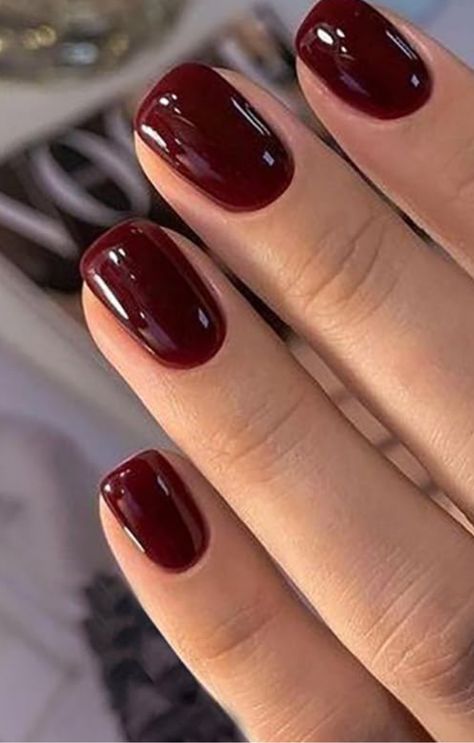 Short Merlot Nails, Beet Color Nails, Nails Cranberry Color, Red Wine Gel Nails, Dark Crimson Nails, December Biab Nails, Short Oxblood Nails, Burgundy Biab Nails, Winter Nude Nail Colors