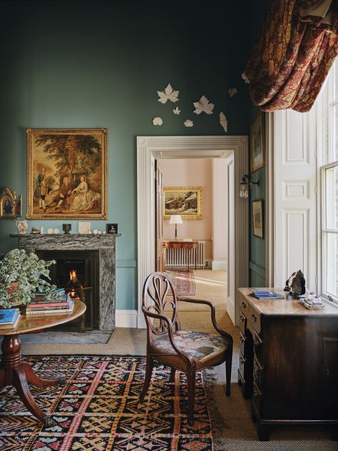 At home for Christmas with our editor Hatta Byng in her Georgian house in Yorkshire | House & Garden Dreamy Interiors, Paint Decoration, Low Bookshelves, Houghton Hall, Georgian House, Georgian Architecture, Work Spaces, Decorative Mouldings, Georgian Homes