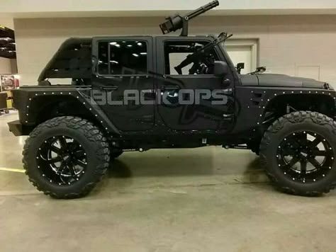 Badass Jeep, Custom Jeep Wrangler, 50 Caliber, Bug Out Vehicle, Black Jeep, Lifted Jeep, Custom Jeep, Offroad Jeep, Cool Jeeps