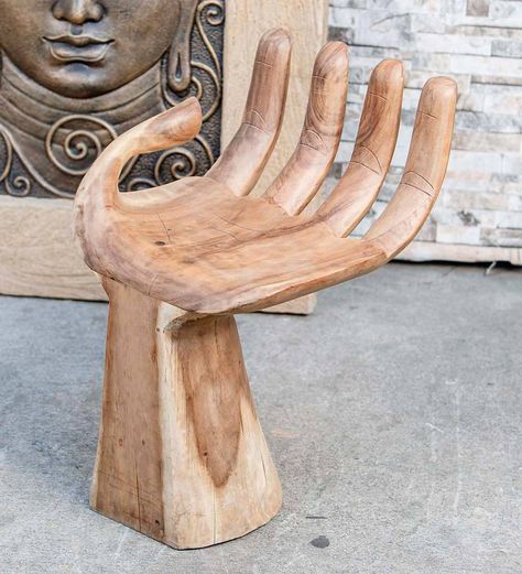 Suar Wood Carved Hand Stool | Furniture By Category | Furniture | VivaTerra Diy Wood Chair, Hand Chair, Purple Chair, Wooden Plane, Chair Design Wooden, Wooden Toys Plans, Chair Designs, Woodworking Toys, Hand Sculpture