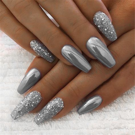 Blue Nail Art Designs, Video Makeup, Fancy Nails Designs, Blue Nail Art, Gray Nails, Pretty Nail Art Designs, Super Nails, Pretty Nail Art, Nail Designs Glitter