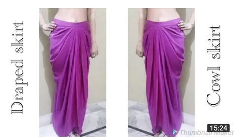 Dhoti Skirt Pattern Drafting, Drape Dhoti Dress, Cowl Skirt Pattern Drafting, How To Make Drape Skirt, Dhoti Style Skirt, Dhoti Skirt Pattern, Latest Dhoti Style Dress, Cowl Skirt Pattern, Draped Skirt Pattern Drafting