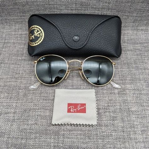 Ray-Ban Round Metal Sunglasses RB3447 Gold frames Green lenses Men Women New Ray Ban Round, Ray Ban Round Metal, Round Metal Sunglasses, Round Ray Bans, Nose Shapes, Green Lens, Gold Frames, Green Lenses, Frame Arms