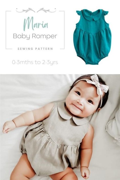 Maria Baby Romper Sewing Pattern - 0-3 Months to 2-3 Years | Sew Modern Kids Free Baby Girl Sewing Patterns, Baby Dress Patterns Free Printable, Free Sewing Patterns For Babies, Bubble Romper Pattern Free, Free Baby Romper Sewing Pattern, Baby Girl Sewing Projects, Free Romper Sewing Pattern, Baby Girl Sewing Patterns, Free Baby Clothes Patterns Sewing