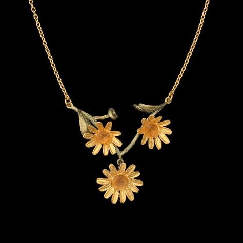 Michael Michaud US Michael Michaud, Mom Gift Ideas, Daisy Necklace, Cast Glass, Yellow Daisies, Vibrant Flowers, 24kt Gold, Vibrant Flower, Yellow Flowers