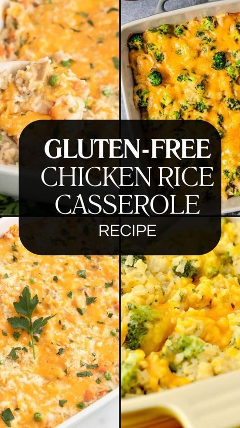 Enjoy a comforting and healthy meal with this gluten-free chicken rice casserole recipe. Packed with tender chicken, fresh vegetables, and creamy cheese, this casserole is a delicious and satisfying dish for any occasion. Save this pin to get the full recipe and make a hearty, gluten-free dinner that the whole family will love. Chicken And Rice Casserole Gluten Free, Gluten Free Chicken And Rice Casserole, Gluten Free Chicken Casserole Recipes, Gluten Free Chicken Casserole, Gluten Free Casserole Recipes, Chicken Rice Casserole Recipes, Gluten Free Casserole, Gluten Free Chicken Recipes, Chicken Fresh