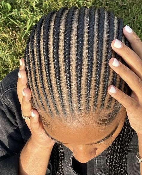 Straight Lines Hairstyle, Straight Cornrows Braids For Black Women, Small All Back Cornrows, Cornrows Straight Back Styles, Small Straightback Cornrows Braids, 20 Cornrows Braids Straight Back, Cornrow To The Back, 10 Cornrows Braids Straight Back, Conrows Lines And Braids With Beads