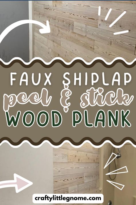 Faux Shiplap Peel and Stick Wood Plank Wall static pin. Peel And Stick Faux Wood Wall, Backsplash With Shiplap Walls, Using Flooring On Walls, Peel And Stick Shiplap Wallpaper, Peel And Stick Wall Planks, Wood Accent Wall Bedroom, Peel And Stick Wood Wall, Farmhouse Accent Wall, Peel And Stick Shiplap