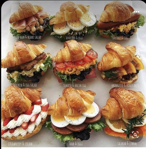 Croissant Sandwiches, Tårta Design, Meat And Cheese, Food Platters, Food Presentation, Cafe Food, Pretty Food, Diy Food, Diy Food Recipes