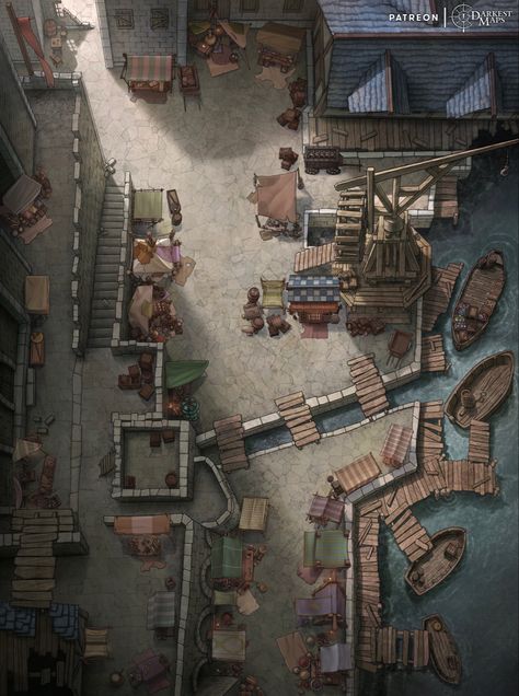 Dnd Market Map, Market Battlemap, Battlemaps Dnd, Fantasy City Map, Lose Everything, Village Map, Dnd World Map, Building Map, Battle Map