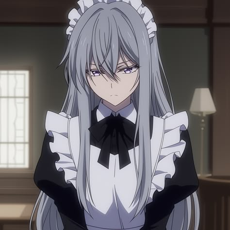 Maid Anime Pfp, Anime Gray Hair, Maid Pfp, Black And White Manga Pfp, Waifu Pfp, Haiyore Nyaruko San, Anime Maid, Anime Shadow, Manga Cute