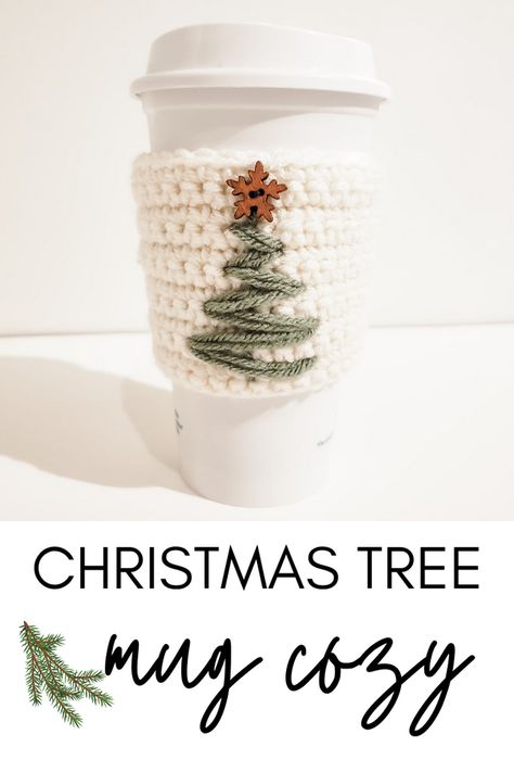 Mug Noel, Cup Cozy Crochet Pattern, Cup Cozy Pattern, Crochet Mug Cozy, Crochet Coffee Cozy, Crochet Cup Cozy, Crochet Christmas Gifts, Coffee Cup Cozy, Cozy Crochet Patterns