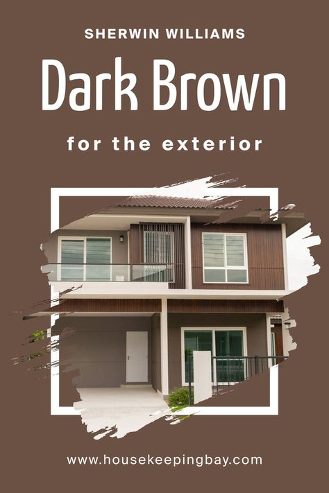 Dark Brown SW 7520 for the Exterior by Sherwin-Williams Dark Brown Exterior House Colors, Brown Home Exterior, Brown Trim House Exterior, Brown Exterior House Colors, Brown House Exterior, Dark Brown Kitchen, Stone Paths, Shutter Colors, Brown Roof