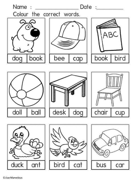 Teach English To Kids, Preschool Activities Printable, Kindergarten Phonics Worksheets, English Worksheets For Kindergarten, Kindergarten Reading Activities, Homeschool Preschool Activities, English Activities For Kids, Kids Worksheets Preschool, Free Kindergarten Worksheets