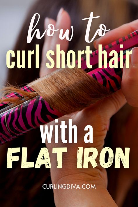 Lange Straightener Curls, Curling With A Flat Iron Short Hair, Easy Hair Curling With Straightener, Small Hair Straightener, Curling Shirt Hair With Flat Iron, Using A Straightener To Curl Hair, Straight Iron Curls Short Hair, How To Curl Hair With A Straight Iron, Mini Flat Iron Short Hair