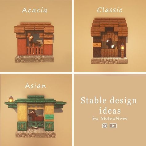 Minecraft Stables Ideas, Minecraft Stable Ideas, Stable Minecraft, Build Ideas Minecraft, Minecraft Build Ideas, Small Youtuber, Minecraft Horse, Stable Ideas, Minecraft Interior