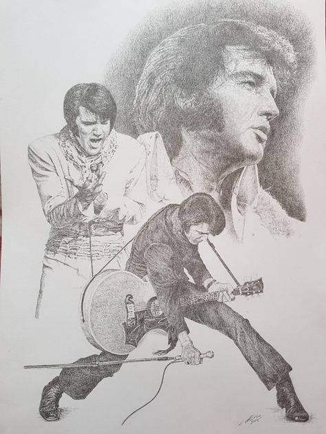 Heaven Artwork, Elvis Tattoo, Elvis Presley Wallpaper, Elvis 68 Comeback Special, Life Drawing Pose, Elvis Art, Landscape Pencil Drawings, Pencil Portrait Drawing, Graphite Art