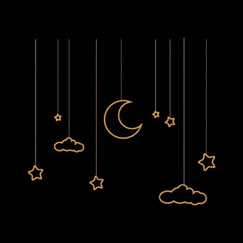 Moon And Star Border Design, Hanging Stars Overlay, Moon And Star Illustration, Moon And Stars Doodle, Moon Border Design, Star Border Design, Cloud Journal, Moon Doodle, Galaxy Drawings