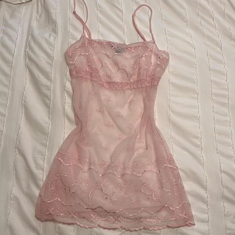 vintage victoria’s secret eyelet pink slip dress/... - Depop Coquette Lace Slip Dress With Delicate Details, Vintage Slip Dress Pink, Pink Vintage Sleep Dress, Vintage Victoria Secret, Vintage Victoria Secret Slip Dress, Thrift Manifest, Victoria Secret Dress, Pink Slip Dress, Vintage Pink V-neck Nightgown