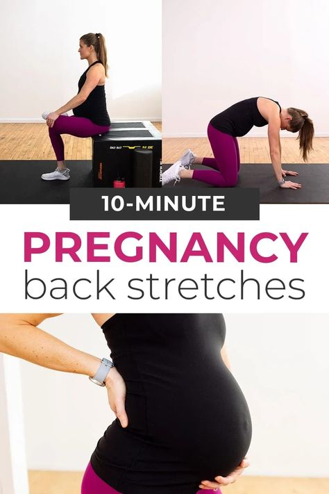 Relieve back pain during pregnancy with this safe guided session. This workout combines moves that STRETCH tight painful muscles and STRENGTHEN muscles to prevent pain in the future! Safe for all trimesters of pregnancy. I suggest adding this stretching routine to your prenatal workout plan 1-2 times a week for pregnancy back pain relief. Stretch For Back, Prenatal Stretches, Pregnancy Back Pain Relief, Prenatal Workout Plan, Pain Video, Sciatic Nerve Stretches, Pregnancy Stretches, Back Pain During Pregnancy, Pregnancy Back Pain