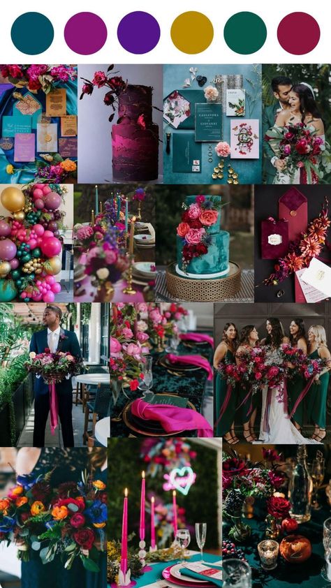 Jewel Tones Spring Wedding, Jewel Tone Color Combinations, Jewel Tones And Rose Gold Wedding, Jeweled Tone Wedding, Muted Jewel Tones Wedding, Teal And Berry Wedding, Jewel Tone Birthday Party Decor, Jewel Tone Wedding Ideas, Wedding Jewel Tones Colour Palettes