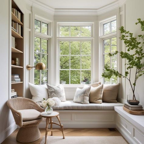 Window Seat Living Room, Bay Window Benches, Window Bench Seat, Bay Window Seat, Window Seat Design, Window Nook, Window Benches, Bow Window, Living Room Windows