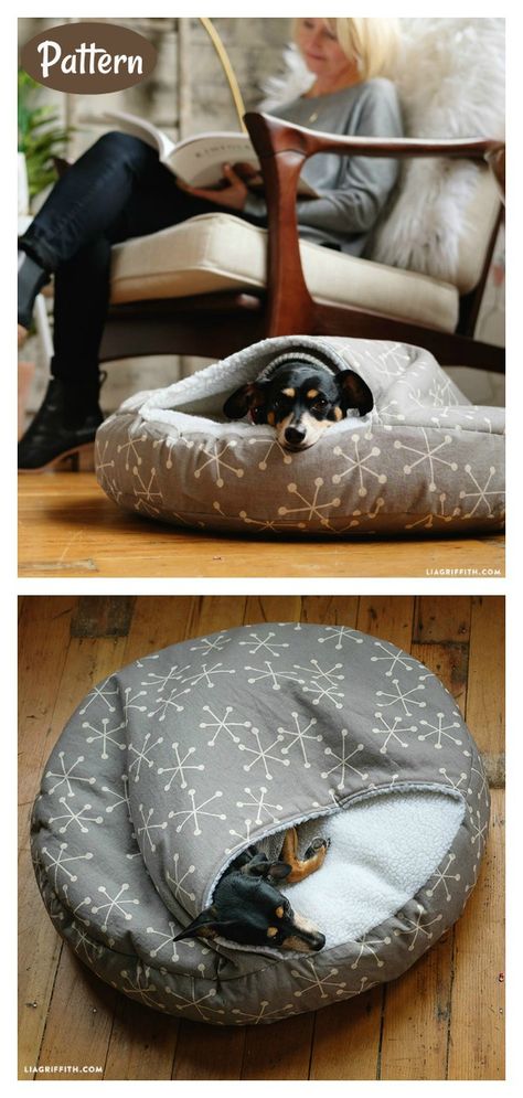 Burrow Dog Bed Sewing Pattern  #petbeds #easysewingprojects #sewingpattern Burrow Dog Bed Diy, Sewing Pet Bed, Clothes For Dogs Diy Free Pattern, Diy Dog Burrow Bed Pattern, Diy Dog Mattress, How To Sew Dog Bed, For Dogs Diy, Diy Dog Beds For Small Dogs, Pet Beds Diy