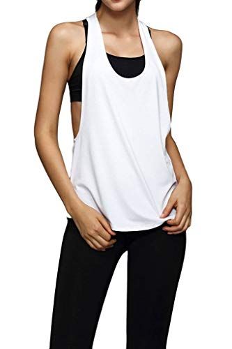 Lasher Women's Sexy Low V Neck Open Side Sleeveless Loose Sport Tank Top White M Sleeveless Sports Top, Lose Tank Tops, Loose Tank Top Outfit, Tank Top Reference, Baggy Tank Top, Tshirt Photoshoot, Loose Sleeveless Top, Tank Top Girl, Tank Top Gym