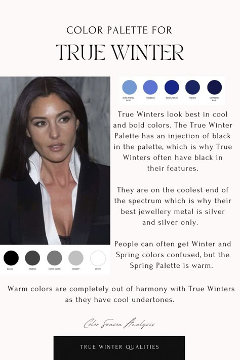 True Winter Color Palette True Winter Hair, True Winter Palette, True Winter Makeup, Color Analysis Winter, True Cool Winter, True Winter Color Palette, Winter Skin Tone, Cool True Winter, Winter Celebrities