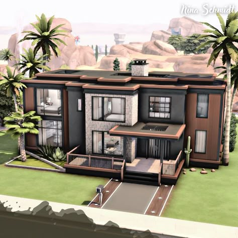 Nina Schmidt on Instagram: "MODERN FAMILY HOUSE 🏡 Speed Build & Download on YouTube | Link in Bio Gallery ID: ninahschmidt @thesims #thesims4 #thesims4builds #thesimscasas #sims #thesims #showusyourbuilds #simscommunity #simstagram" The Sims 3 House Ideas, Sims Modern House, Sims 4 Houses Download, Sulani Homes Sims 4, Small Sims 4 Houses, Modern House Sims 4, House Plans Sims 4, Sims 4 Family House, Sims 4 Modern House