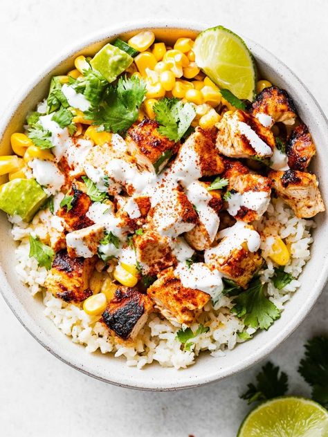 Street Corn Chicken Rice Bowl Chicken Rice Taco Bowl, Rumbi Rice Bowl Copycat, Zesty Street Corn Chicken Rice Bowl, Mexican Street Corn Chicken And Rice Bowl, Chicken Rice And Corn Recipes, Chicken Elote Bowl, Chicken Enchilada Rice Bowl, Mexican Street Corn Chicken Bowl, Grilled Chicken Rice Bowl