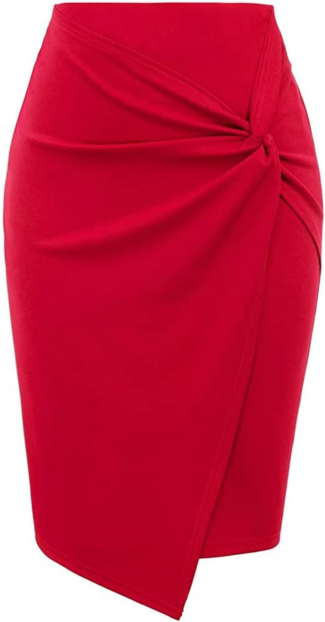 Kate Kasin Wear to Work Pencil Skirts for Women Elastic High Waist Wrap Front Red, X-Large at Amazon Women’s Clothing store Pencil Skirt Outfits Casual, Skirt Outfit Casual, Classy Skirts, Bodycon Pencil Skirt, Afrikaanse Mode, Red Pencil, Pencil Skirt Outfits, Work Skirts, Classy Dress Outfits