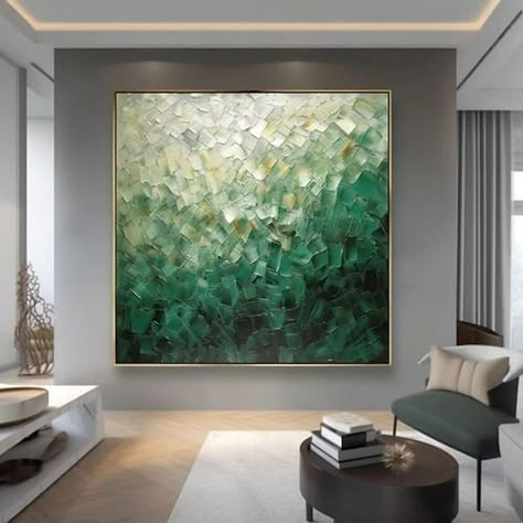 Entry Mudroom, Urban Wall Art, Urban Wall, Abstract Painting Techniques, Green Living Room, Wall Art Green, Painting Canvas Wall, Wall Art Landscape, Oil Painting Canvas