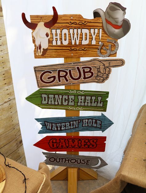 Western Party Directional Sign Cardboard Stand-Up Country Western Parties, Cowboy Themed Birthday Party, Cowboy Theme Party, Wild West Theme, Wild West Party, Western Birthday Party, Rodeo Party, Country Party, Cowboy Birthday Party