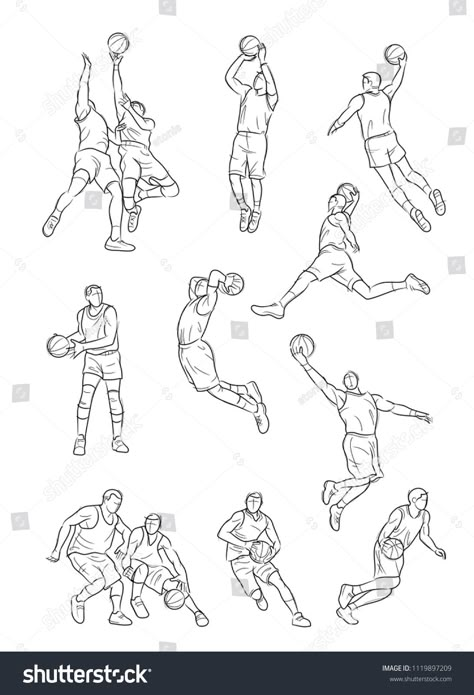 Vector set of Basketball players, sketch and drawing #Ad , #Sponsored, #Basketball#set#Vector#drawing Basketball Dunking Drawing, Sports Sketches Drawings, Basketball Anatomy Drawing, Basketball Reference Drawing, Basketball Dunk Drawing, Sports Drawing Reference, Basketball Art Reference, Basketball Player Reference, Basketball Poses Reference