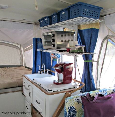 Anne's Pop Up Camper Makeover - The Pop Up Princess Tent Trailer Remodel, Pop Up Campers, Pop Up Princess, Popup Camper Remodel, Pop Up Tent Trailer, Kombi Motorhome, Pop Up Trailer, Camper Organization, Camper Hacks