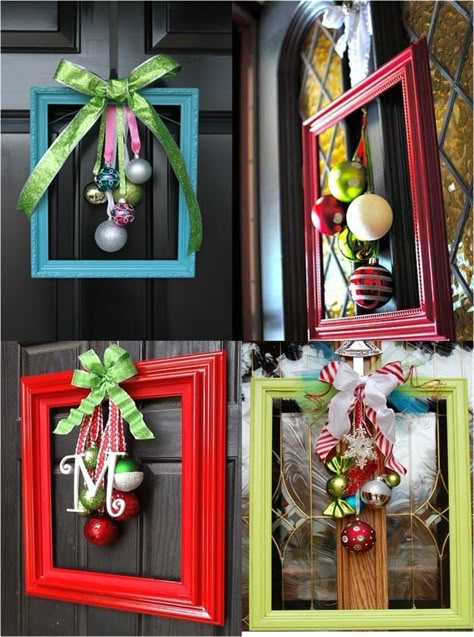 Christmas Door Decoration, Xmas Deco, Diy Christmas Decor, Indoor Christmas Decorations, Christmas Frames, Indoor Christmas, Holiday Craft, Christmas Decoration Ideas, Christmas Door Decorations