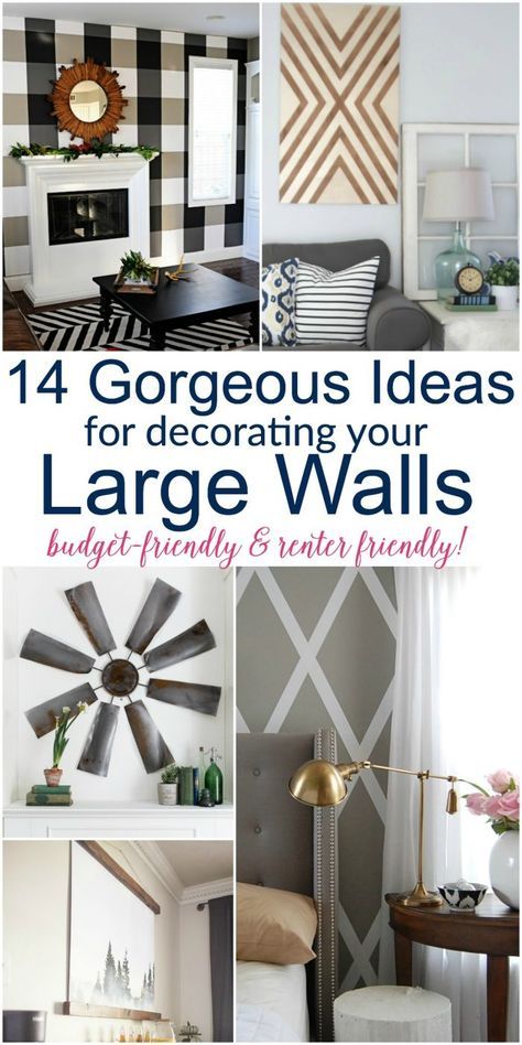 I LOVE #2!! 14 Gorgeous Large Wall Decor Ideas that are budget-friendly and renter-friendly, too! Farmhouse Decor Large Wall, Large Farmhouse Wall Decor, Ideas For Wall Decor Living Room, Decorating Vaulted Walls Living Rooms, Decorating Large Walls In Living Room, How To Decorate A Large Living Room Wall, Decorate A Large Wall In Living Room, How To Decorate A Large Wall In Bedroom, Diy Wall Decoration Ideas For Bedroom