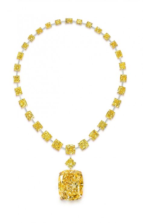 The Golden Empress on a necklace of yellow diamonds Yellow Diamond Necklace, Graff Diamonds, Yellow Diamonds, Yellow Jewelry, Fancy Yellow Diamond, Harry Winston, Crown Jewels, A Necklace, I Love Jewelry