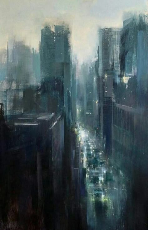 City Scape Painting, City Paintings, Oil Painting Inspiration, City Drawing, City Scape, City Painting, Cityscape Art, Cityscape Painting, Night Painting