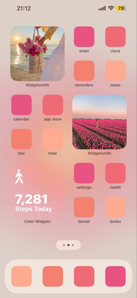 Spring Aesthetic Homescreen, Iphone Wallpaper Inspo Widgets, Wallpaper Iphone Ios 16 Ideas Homescreen, Ios 16 Home Screen Ideas Flowers, Summer Ios Homescreen Ideas, Organized Wallpaper Iphone, Cute Ios 16 Home Screen Ideas, Home Screen Summer Aesthetic, Spring Widget Ideas