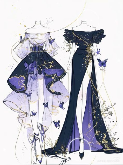 Dress Design Drawing, Art Outfits, Fashion Drawing Dresses, Clothing Design Sketches, Drawing Anime Clothes, Anime Inspired Outfits, Dress Design Sketches, Fashion Illustration Dresses, Dress Drawing