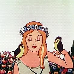 This sweet flower-crowned girl is a really good friends of birds. Like her, there are sweet and graceful... The Goddess Of Spring, Goddess Of Spring, The Goddess, Iceland, A Woman, Trees, Birds, Flowers