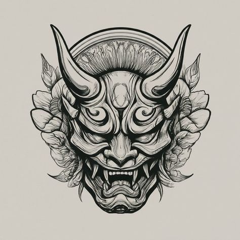 O I Mask Tattoo, Anya Mask Tattoo Design, Hanya Chest Tattoo, Small Hanya Mask Tattoo, Hanya Back Tattoo, Oni Tattoo Back, Oni Mask Tattoo Back, Panther Stomach Tattoo, Chinese Mask Tattoo