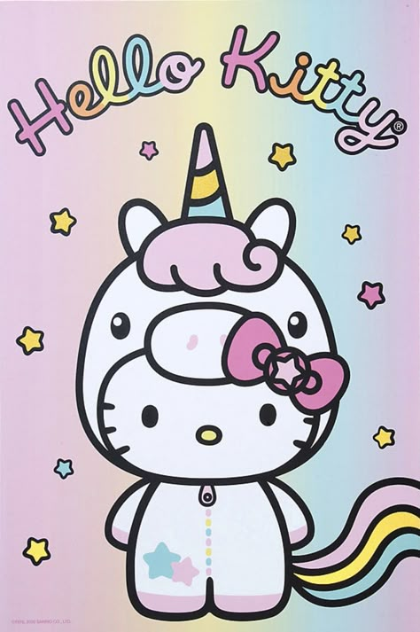 Rainbow Wood Wall, Hello Kitty Pastel, Hello Kitty Unicorn, Magical Watercolor, Dear Daniel, Unicorn Wallpaper Cute, Hello Kitty Imagenes, Hello Kitty Printables, Rainbow Wood